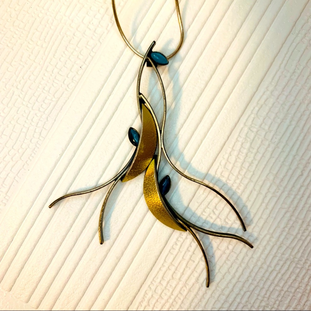 Unique modern wavy artisan pendant